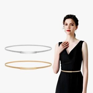 Silver And Gold Metal Stretch Women's Belts